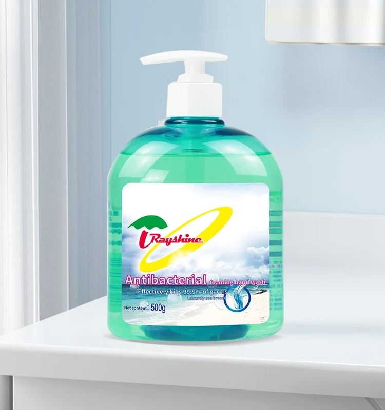 Rayshine Wholesale Custom Private Brand  eco-friendly Ocean fragrance Liaquid Soap for hand washing with Pump Head 500G