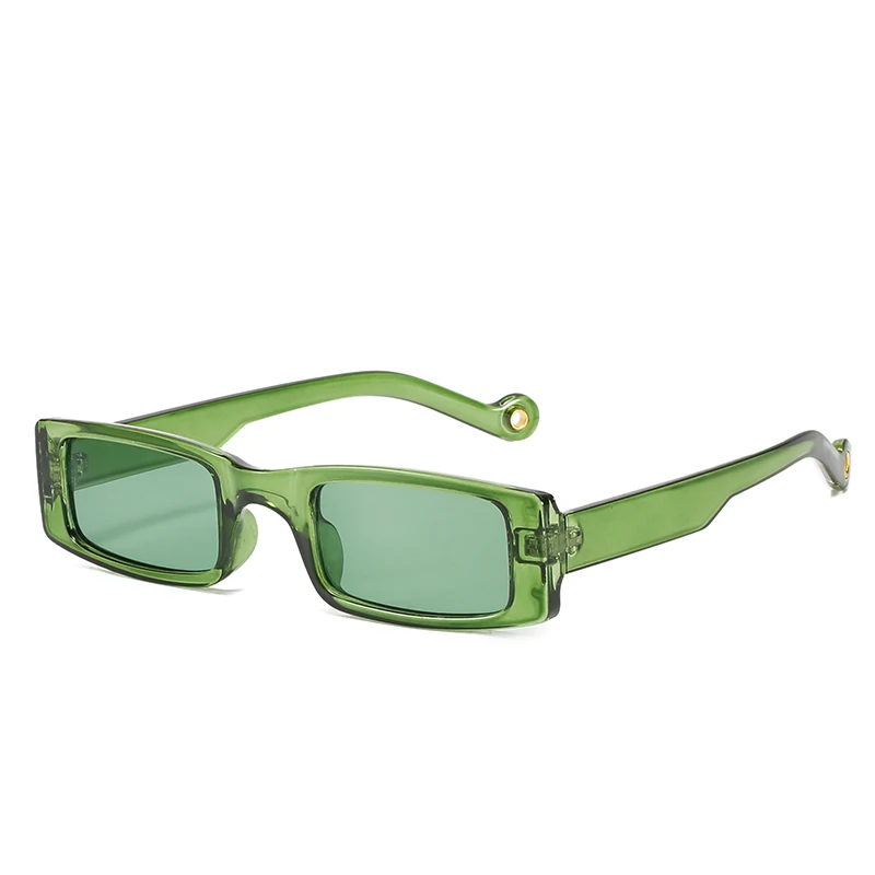 Wholesale Cheap Small Size Rectangular Yellow Glasses Leopard Candy Color Sunglasses