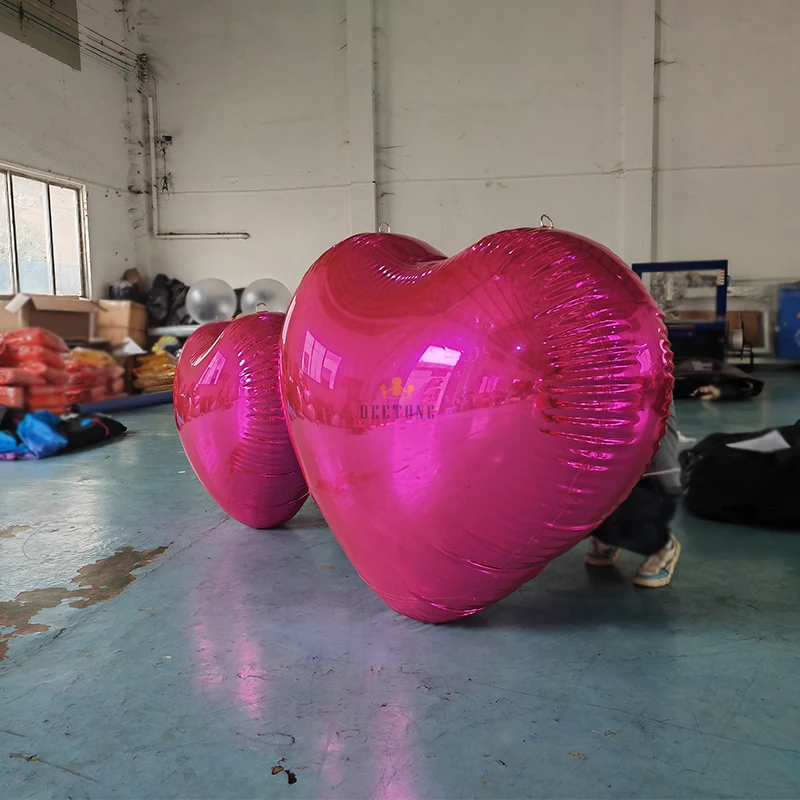 Trade Show Advertising Reflective PVC Giant Inflatable Heart Mirror Balloon Large Inflatable Mirror Heart For Decoration