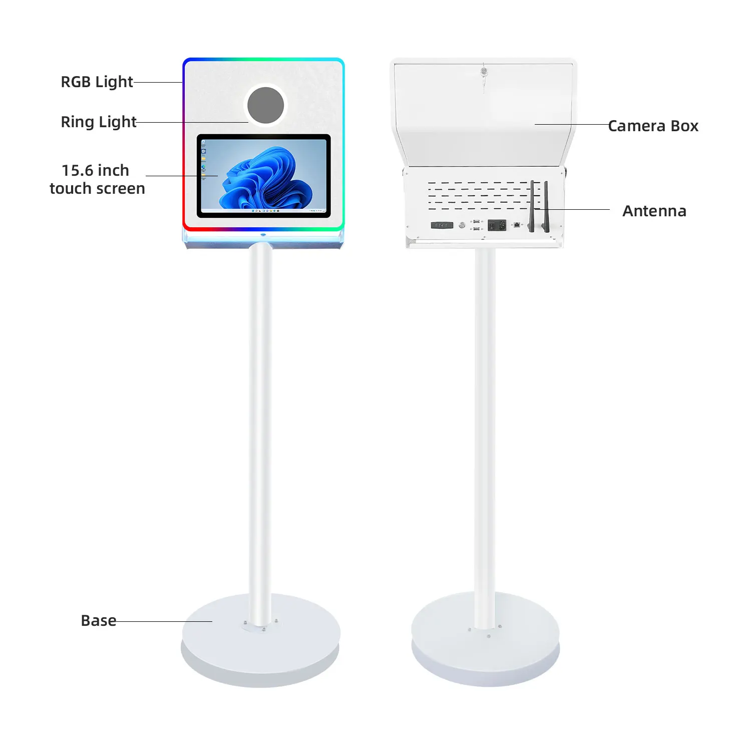 Elegant Column Dslr Photo Booth 15.6 Inch Touch Screen With Selfie Magic Photo Booth And With Flight Case