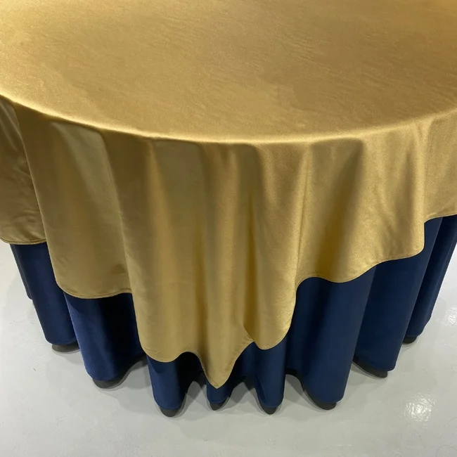 Wholesale Luxury navy blue gold Banquet Party Round  Table cloth
