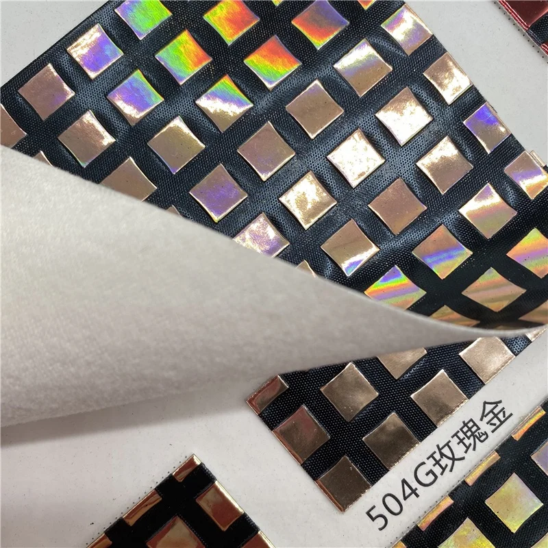 unique design 2021 holographic pu leather fabric wholesale embossed faux leather faux glitter sheet for bows