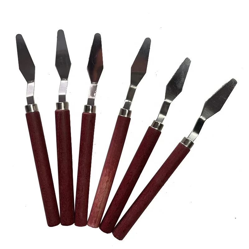 custom logo amazon professional painting tool wooden handle stainless steel cutter head palette knife for artist paint
