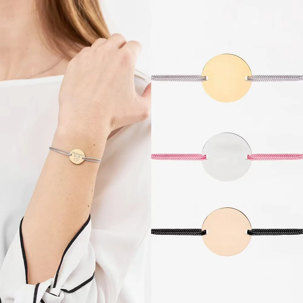 Custom Logo Stainless Steel Waxed Cord Bracelet Gold Plating Trendy Ball Pattern Featuring Diamonds Pearls Parties Gifts Unisex