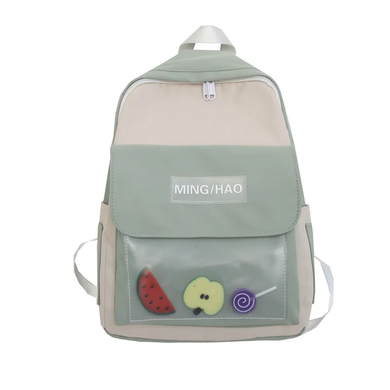 Schoolbag Female Nylon Pvc Korean Version Small Fresh Backpack Mori Cute Campus Student Backpack Wholesale