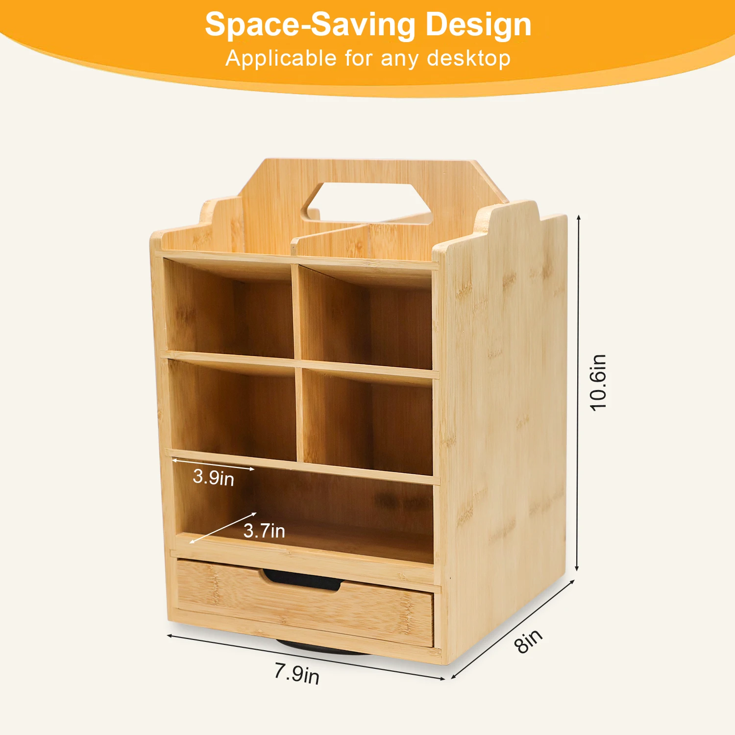 Bamboo Rotation Desktop Storage Box Natural Wood Office Pen Holder Multifunction Stationery Splicing Pencil Bamboo pen holder