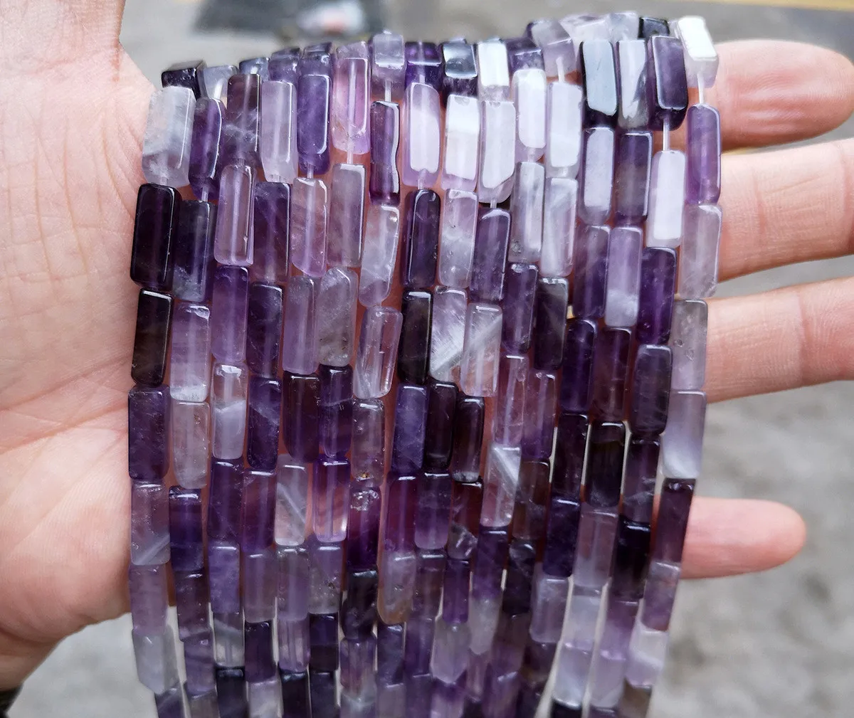 4*13mm Natural Stone Crystal Agate Rectangular DIY Square Beads For Jewelry Making