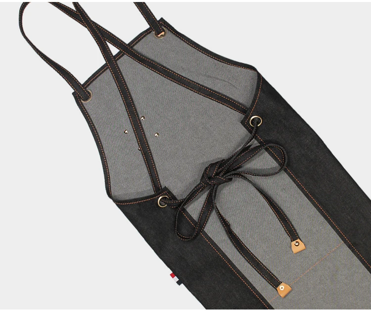 High Quality Black Nail Tech Workshop Garden Apron Cosmetologist Hairdresser Denim Apron