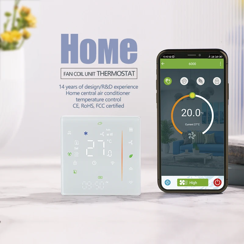 Beca BAC-006 3 Speed  2Pipe 4Pipe Wifi Tuya Voice Interaction Room smart Air Conditioning Thermostat