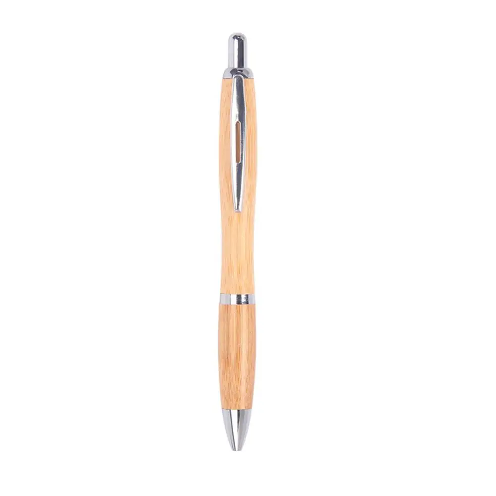 
NH010 LOW MOQ Promotional high quality bamboo barrel ball point pen with curve shape and custom logo 