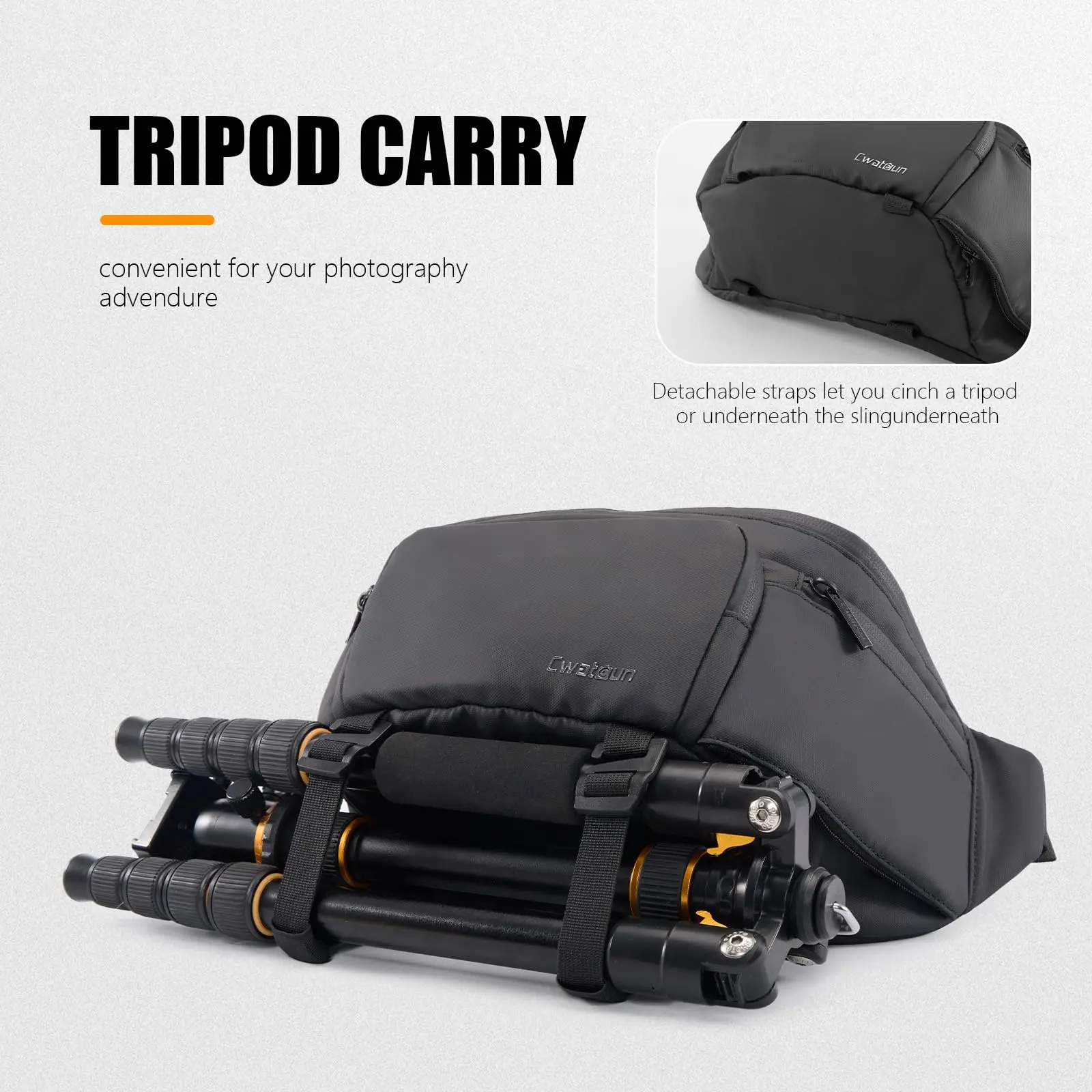 Cwatcun D105L Waterproof Leather DSLR SLR Lens Case Small Photography Sling Chest Crossbody Belt Camera Waist Bag for Canon