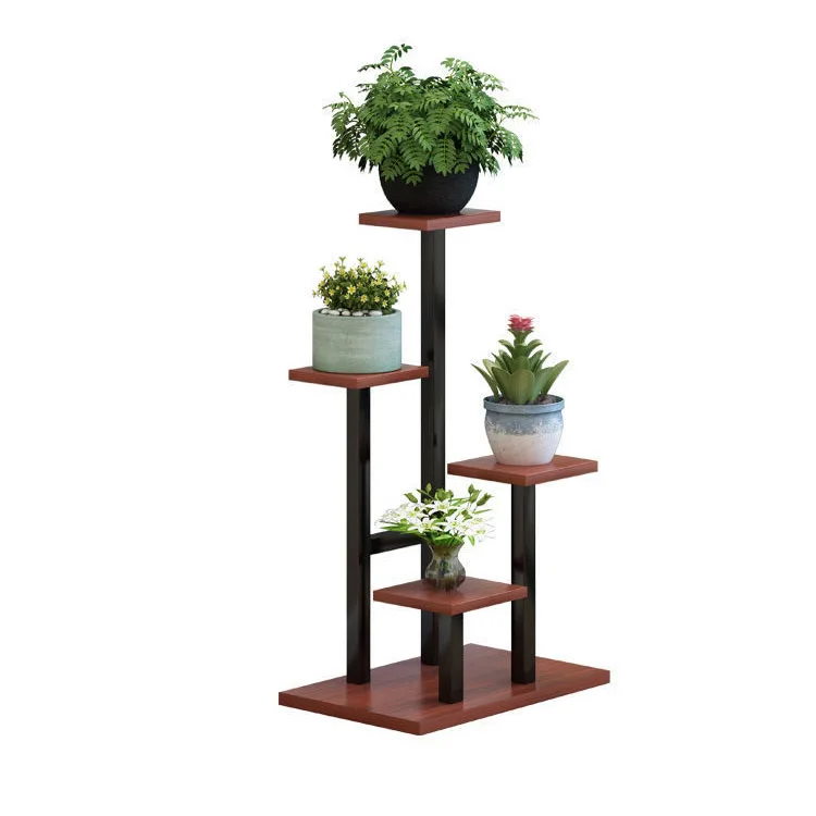 Metal flower stand 4 Tier Tall Indoor Outdoor Metal Wood Plant Shelf for Multiple Plants Tiered Pot Shelves Metal flower stand