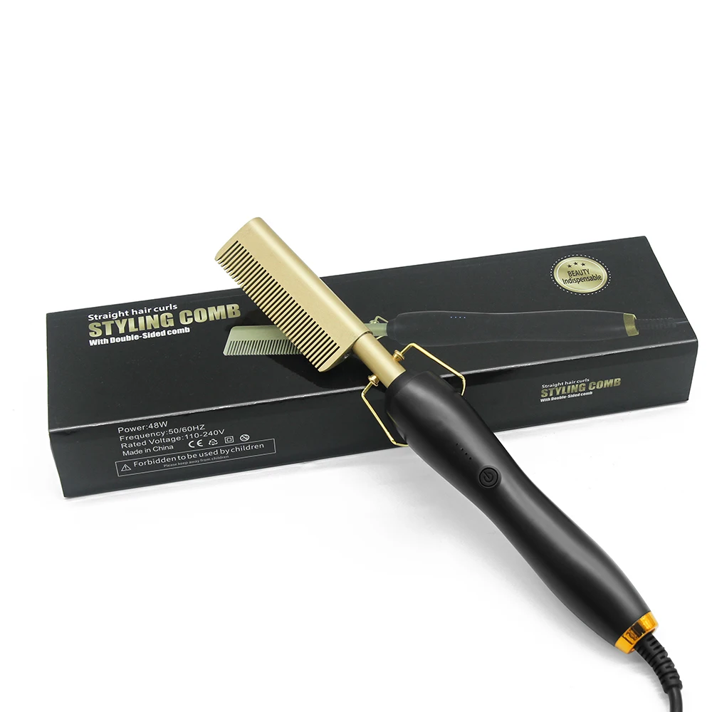 Ceramic Styling Comb With Double-Sided Comb Security Portable Curling Iron Heated Brush