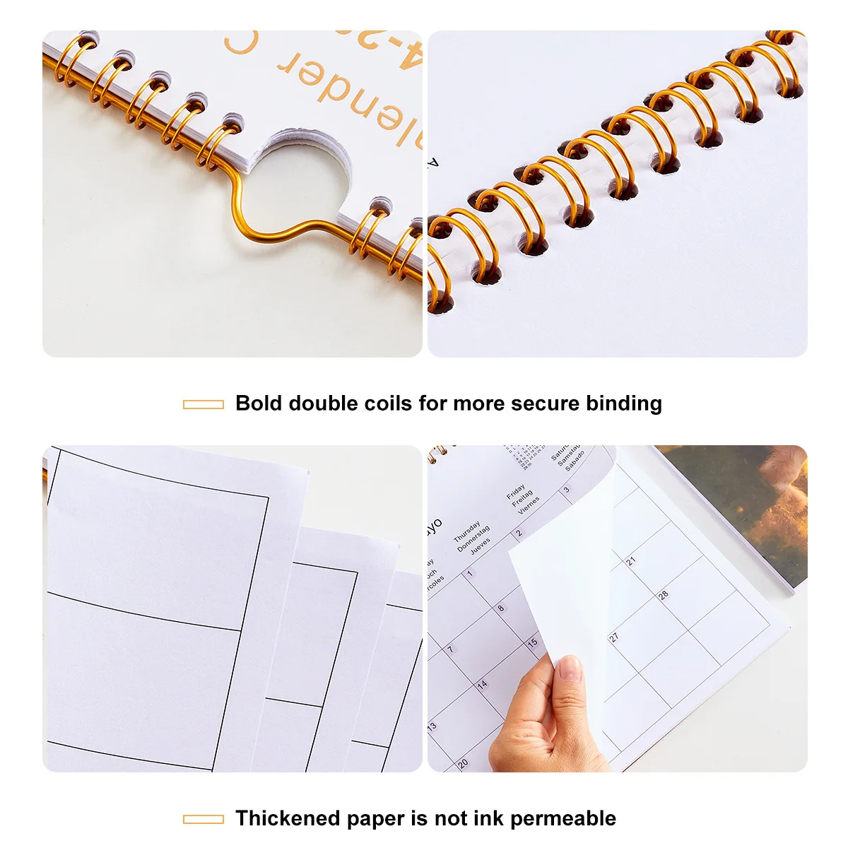Custom 2024-2025 Schedule planner English German Spanish Wall calendar Monthly plan coil calendar Business supplies