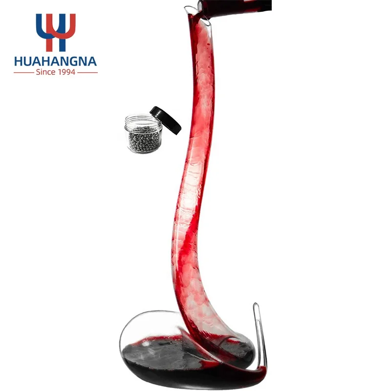 Графин в форме змеи для красного вина с чистящими бусинами набор 1200 мл ручной выдувки кристально прозрачный стеклянный графин Кобра