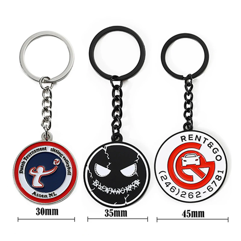 Personalizados Zinc Alloy Iron Keychain Custom Metal 3D Commercial Brand Logo Silver Soft Enamel Key Rings