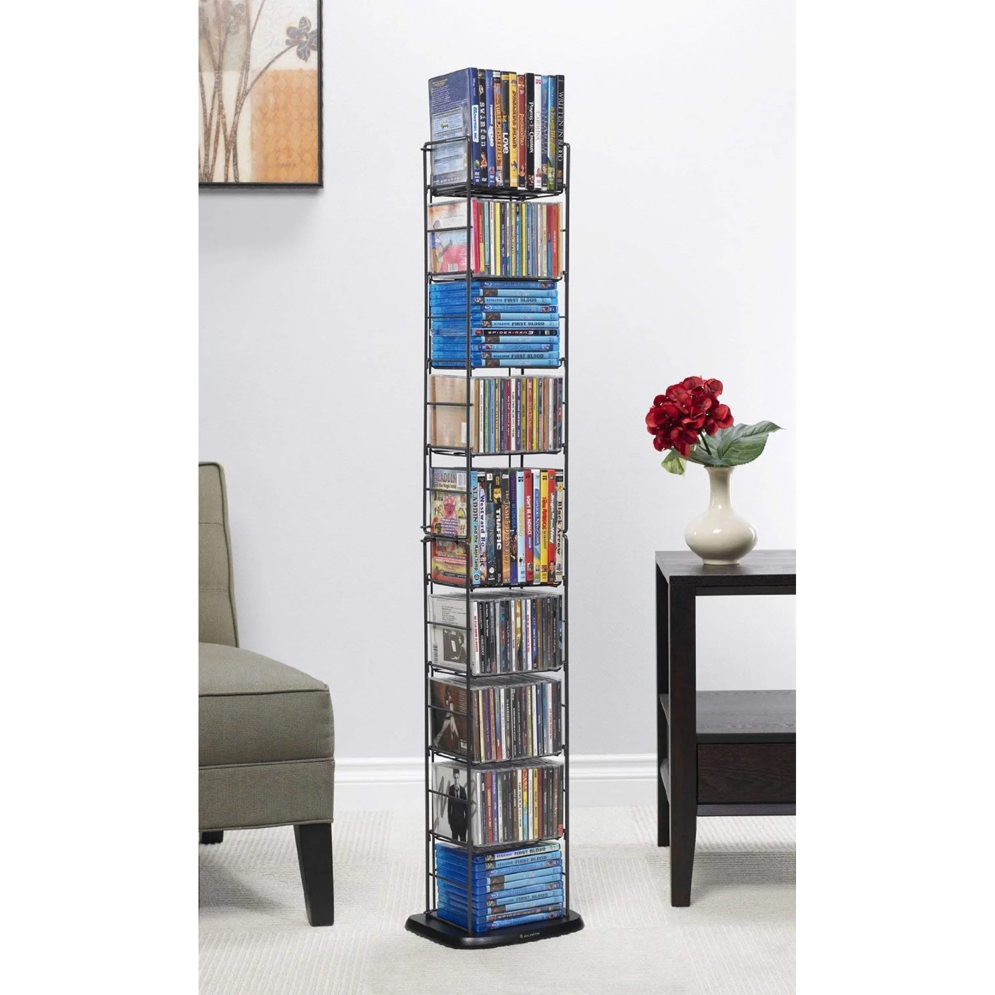 RM Blu-Ray Rack DVD Storage Media Holder Video Game Case 8 Shelves