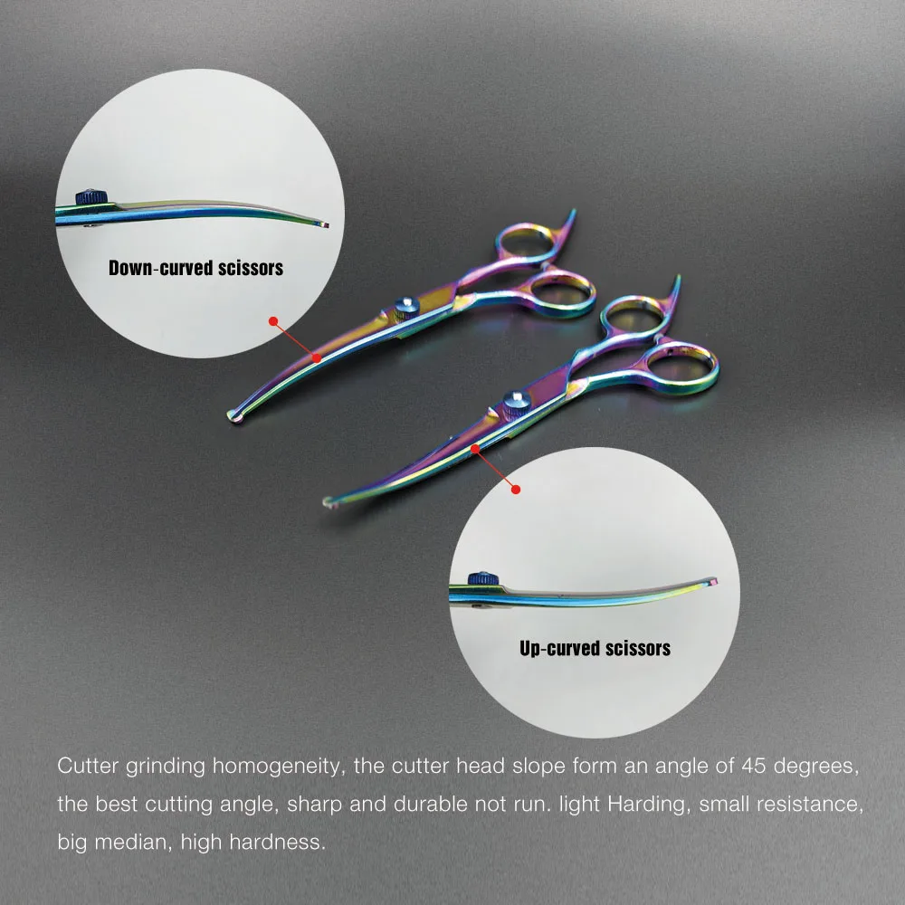 5 Pieces Professional Color Coated Pet Stainless Steel Dog Grooming Scissors Set For Hair Cutting