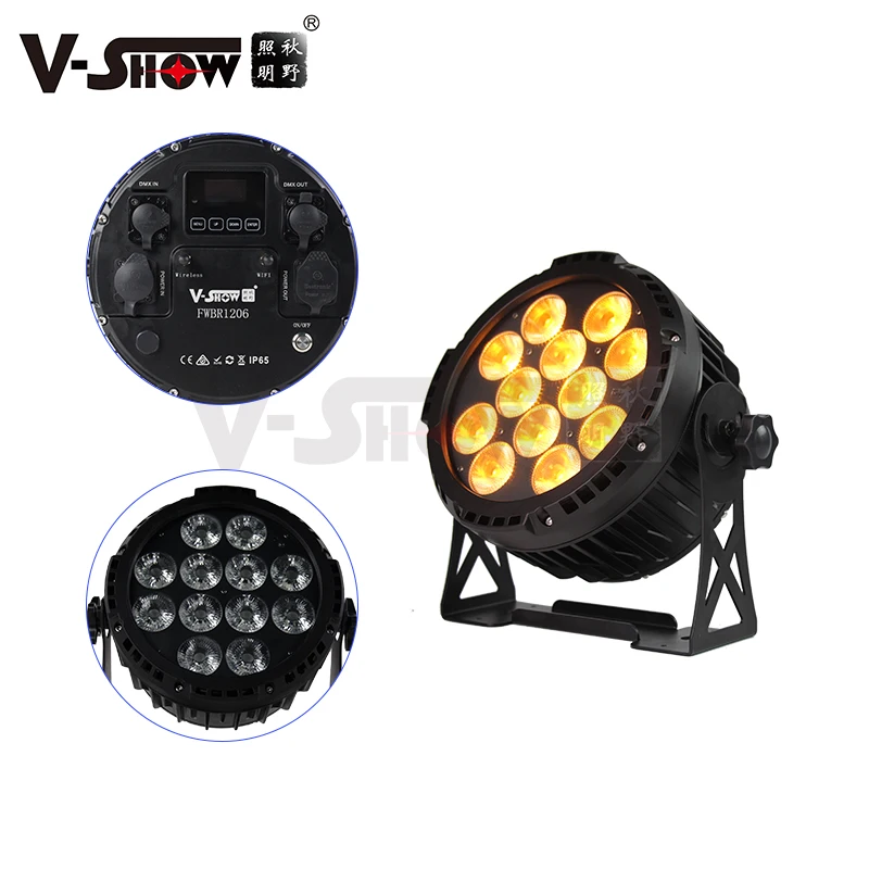 V-Show Outdoor Stage Lights 12 * 18W RGBWA UV Par IP65 Waterproof LED Battery Powered Uplights Par Lights