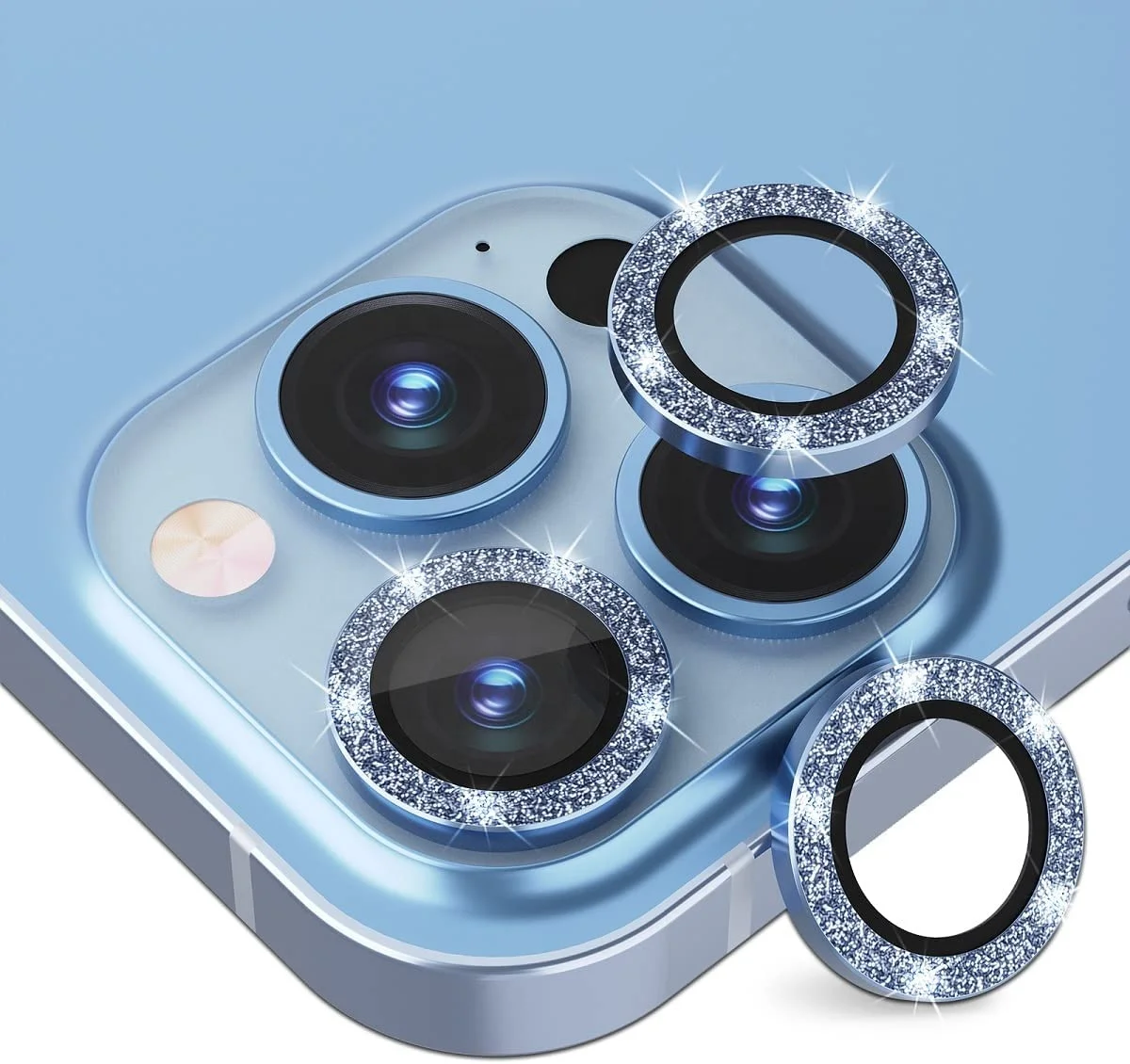 Hot Metal Glitter Lens Protector 9H Tempered Glass Phone Rear Camera Lens Screen Protector For iPhone 14 11 12 13 pro max