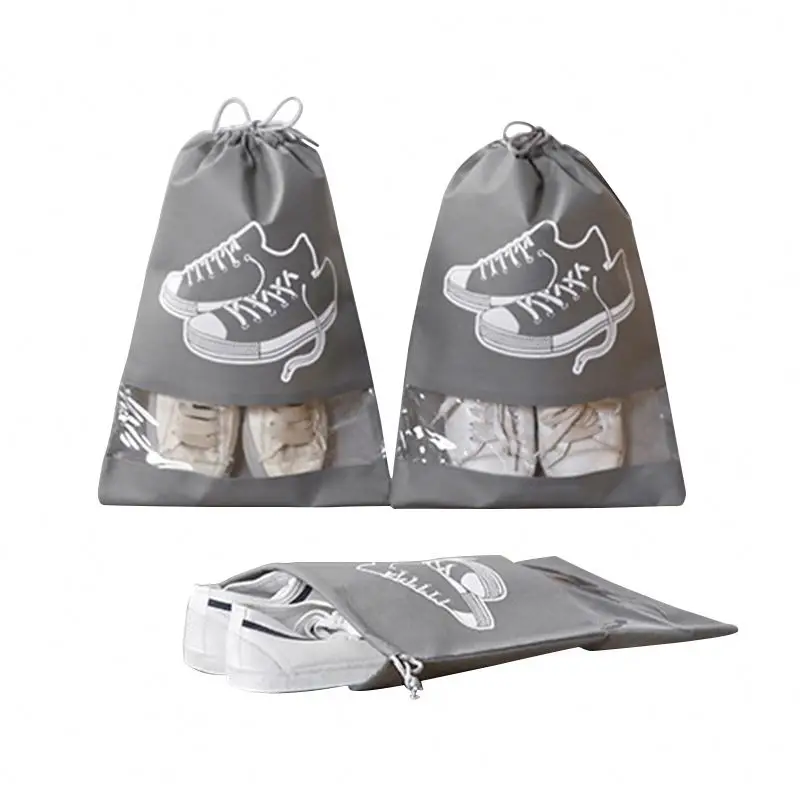Promotional Non-woven lucency Polyester Shoes Bag Drawstring Sack