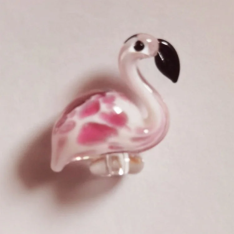 Handcrafted Pink Bird Murano Glass Animal figurine Flamingo Beads for Stainless steel Fruit fork Swizzle stick Stirring rod kit
