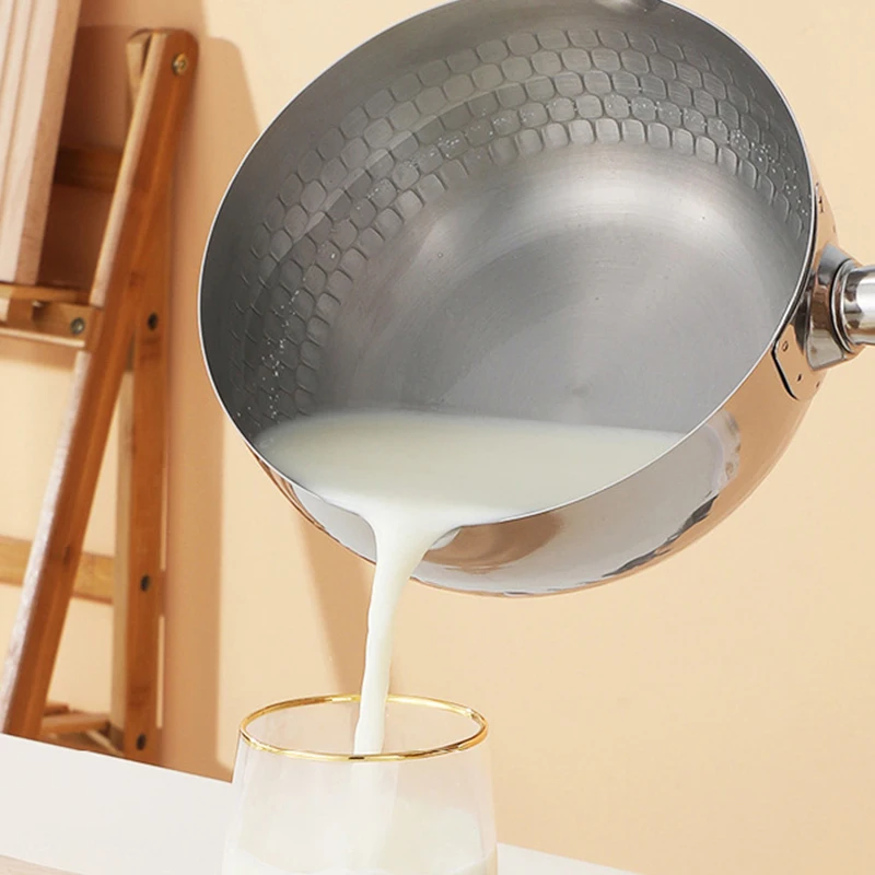 430 Stainless Steel Traditional Japanese Pot Saucepan Wooden Handle Milk Pan For Heating And Melting Nonstick Pan