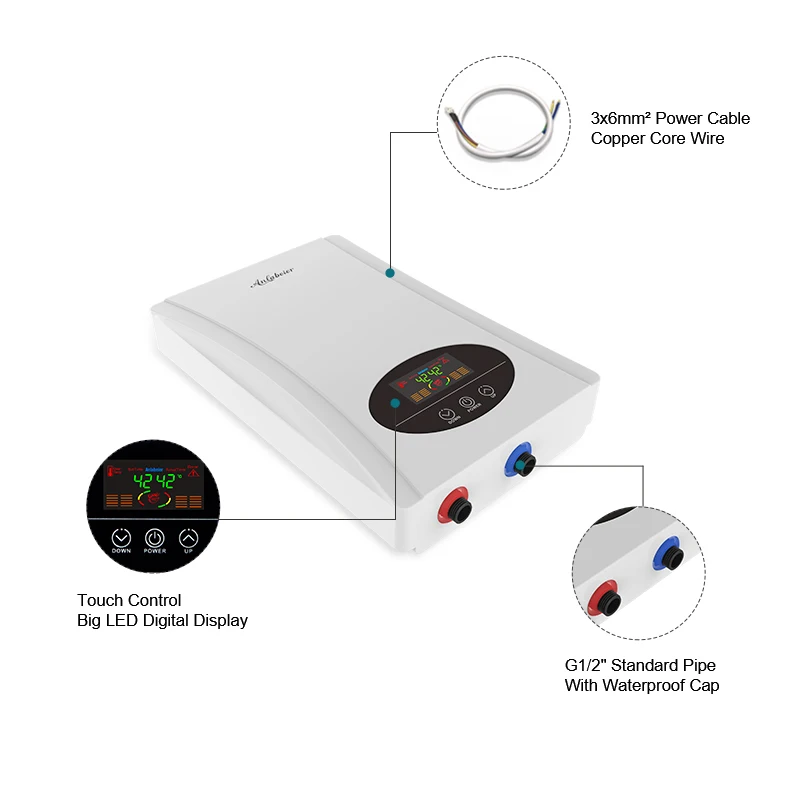 Oem factory 220-240V 8-12kW  high efficiency cheap price IPX4 water proof small size electric water heater for hotel shower