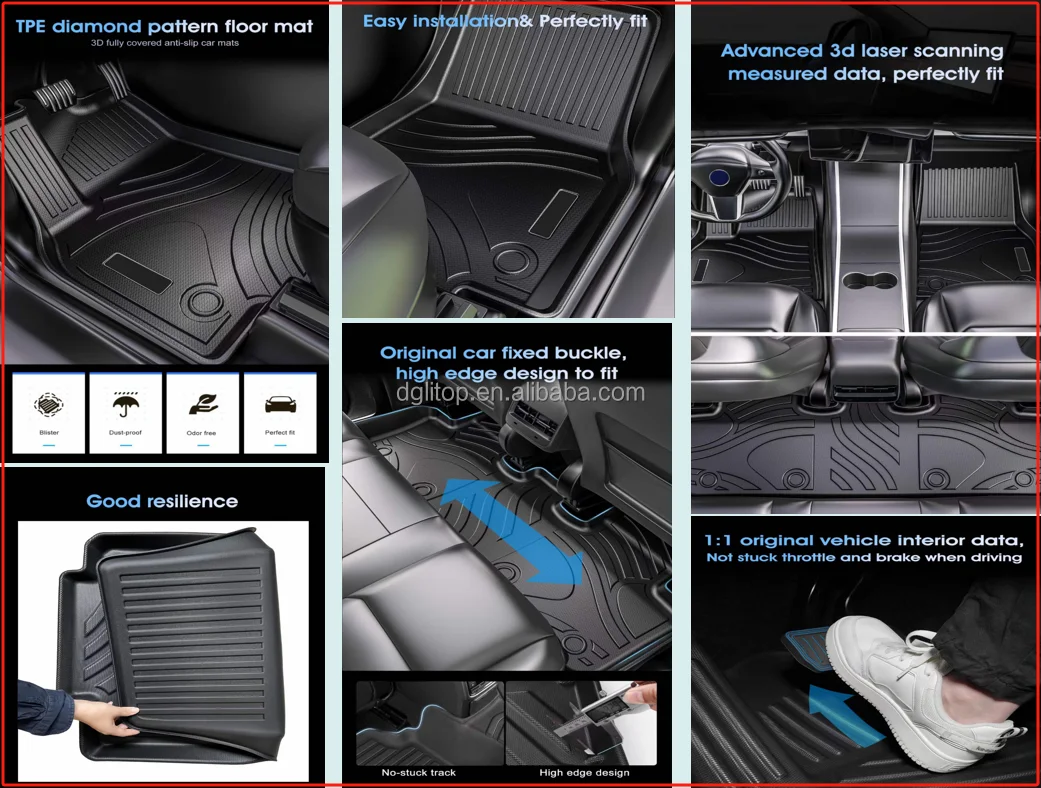 Customized Non Slip 3D TPE Car Foot Mats Floor Liners SUV Car Carpet For 2024 Subaru Crosstrek