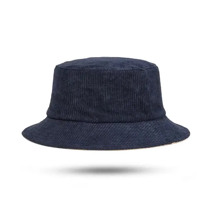 Fashion Casual Checked Solid Color Autumn Winter Men Women Corduroy Fisherman Bucket hat