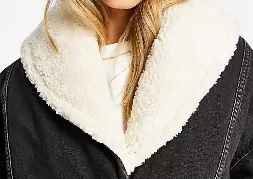 Winter New Arrivals Women Coat Borg Denim Jacket