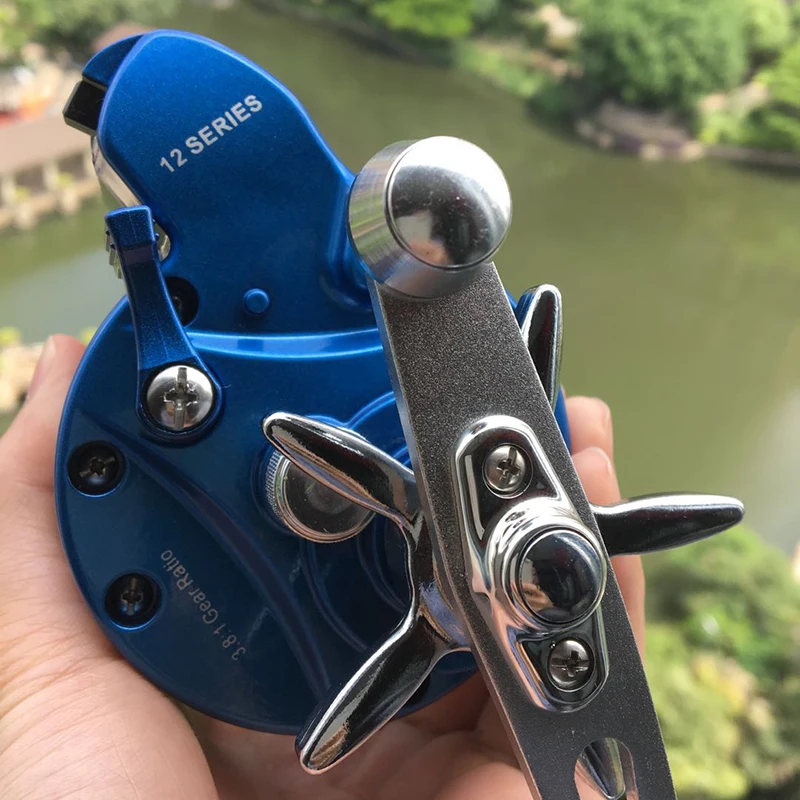 YUMOSHI 30D 50D Metal 12BB Bait Casting Drum Fishing Reel Trolling Fishing Reel with 999FT Depth Finder Counter Meter Gauge