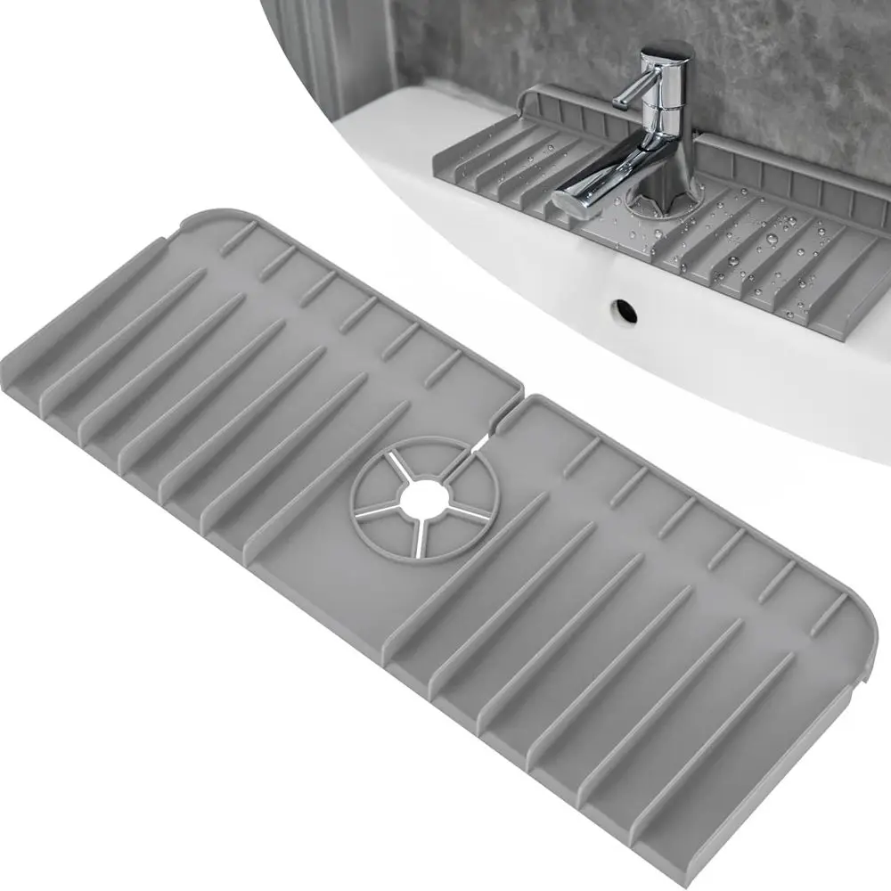 Eversoul Faucet Water Catcher Pad Tray Protectors Mat Silicone Sink Splash Guard for Kitchen Bathroom Counter Top