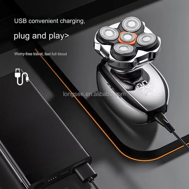 Face Shaver Usb Rechargeable Bald Head Shaver Shaving Machine Washable Rechargeable Men Barber Head Hair Shaving Machine