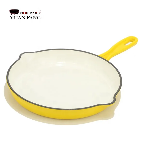Best seller different colors Enameled Coated Solid Cast Iron Frying Pan Skillet