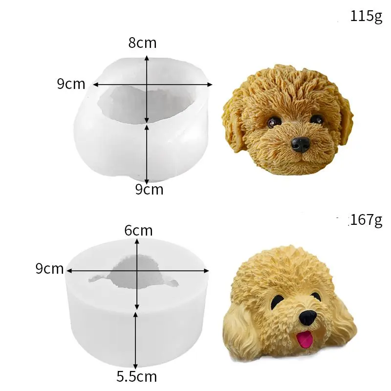 Three-Dimensional  Aromatherapy 3d  Cute Animal Shaped Baking Cake Silicone Soap Teddy Bears Dog Candle Mold