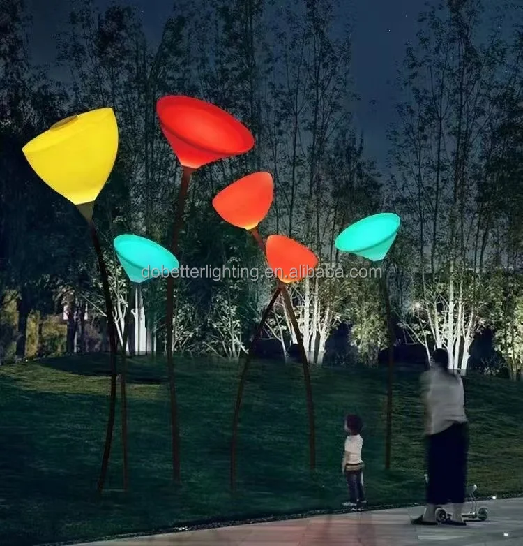 LED Calla Lotus Shape Luminescent Landscape Area Interactive Light  Lanterns for Outdoor Amusement Commercial District Lighting