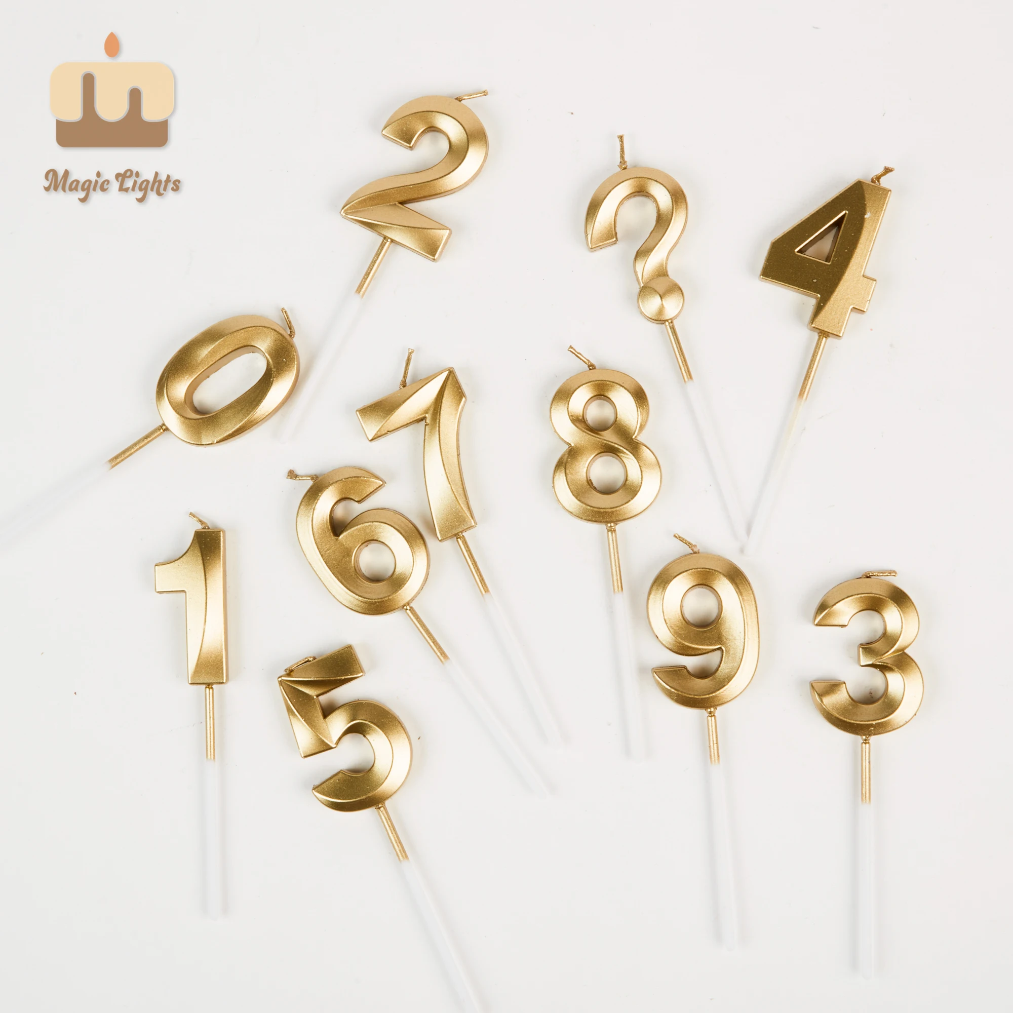 Home Decoration 0 to 9 Happy Birthday Cake Party Gold Number Candle for Birthday and Wedding