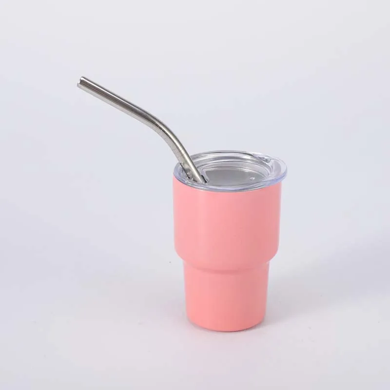 Custom logo double wall mini tumbler stainless steel vacuum tumbler 2oz 3oz shot glass for sublimation with lids and straws