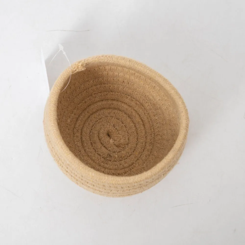 Hot selling Baby Mini Brown Cotton Rope Basket Woven Storage Basket