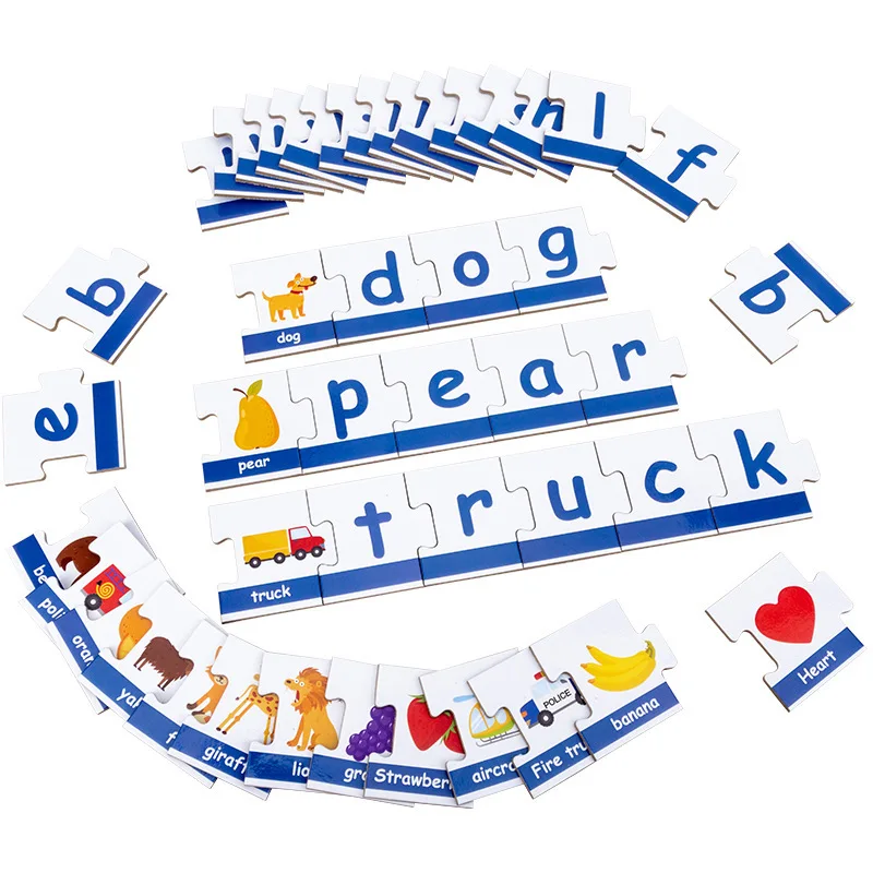 
New 90-piece word puzzles for children to teach English alphabets to recognize words and spelling practice educational toys 