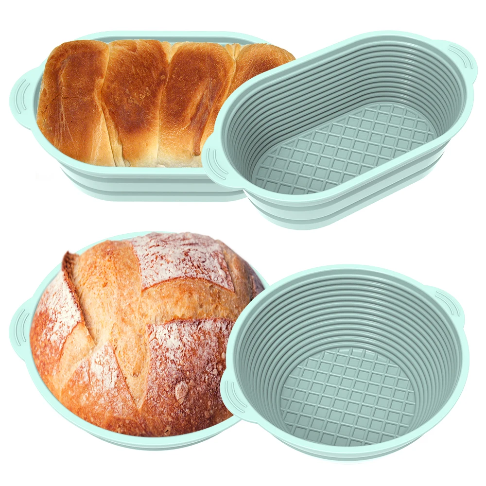 Bread Baking Supplies Wholesale Foldable Silicone bread proofing basket