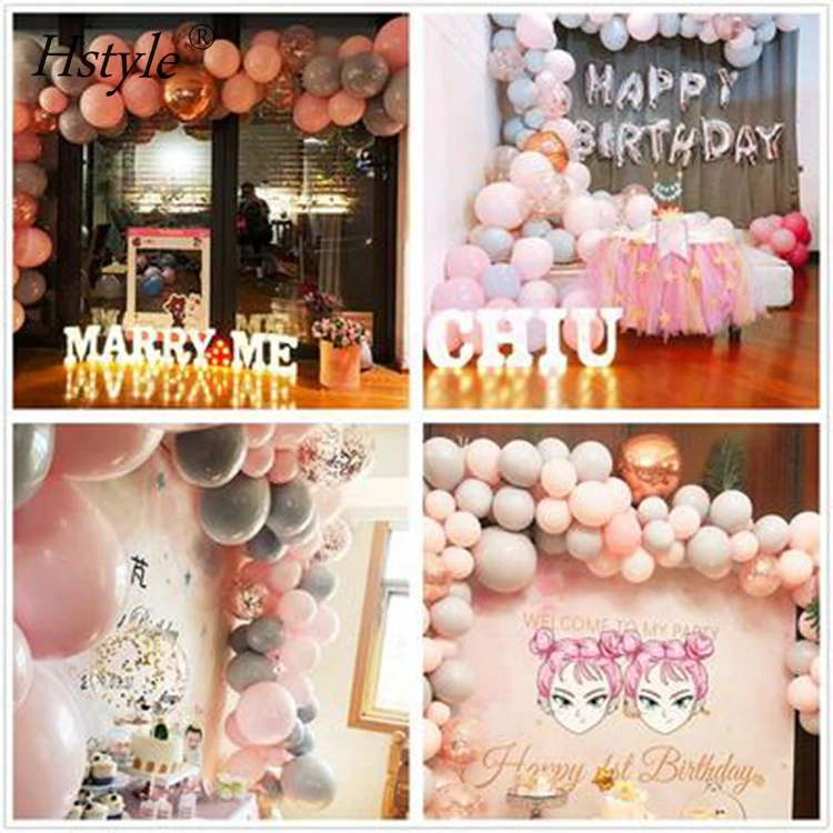 136 Pieces Balloon Garland Kit Balloon Arch Garland for Wedding Birthday Party Decorations (Pink Gray) SET0375