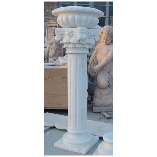 
White Marble Carved Modern Planter pots for outdoor 