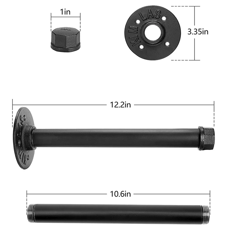 8 inch 3 pcs Black Steel Industrial DIY Pipe Shelf Bracket  Wood Floating Shelf Vintage Look Rustic Pipe Decor Wall Mount