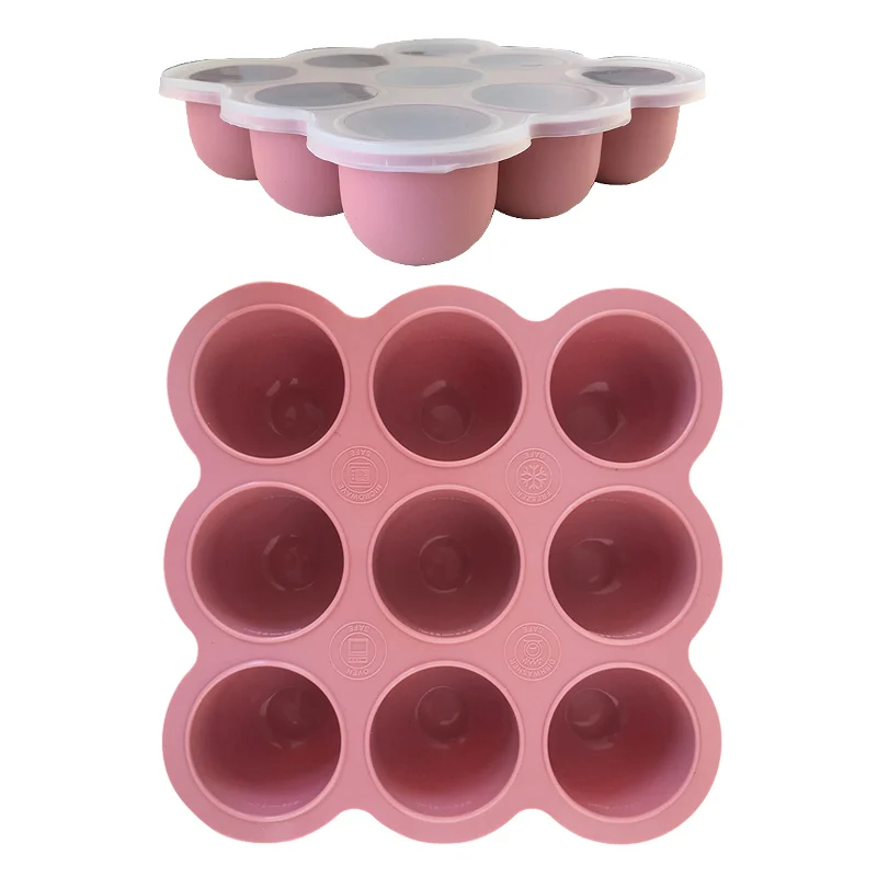 Hot Selling Wholesale Silicone Baby Food Freezer Storage Container Ice Cube Tray With Lid