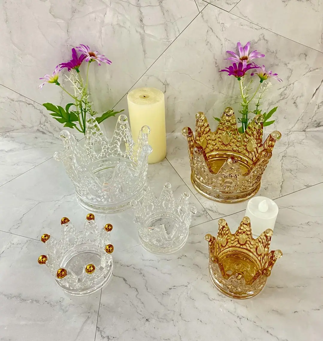 
2021 new crown glass sugar bowl with lid for wedding holiday 