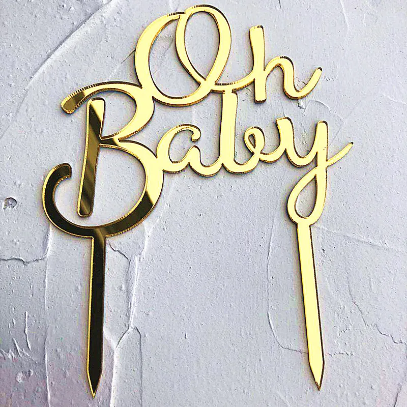 Girls Boys Party Favors Decoration Supplies Baking Decor Accessories Acrylic Oh Baby Cake Topper Baby Shower Decorations Y399