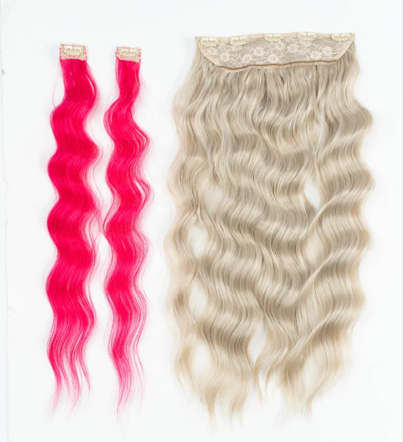 Оптовая продажа 20 дюймов длинный 16 зажим для наращивания волнистых волос для женщин 7 шт. Синтетический Полный шиньон Невидимый Волнистый зажим для наращивания 160 г