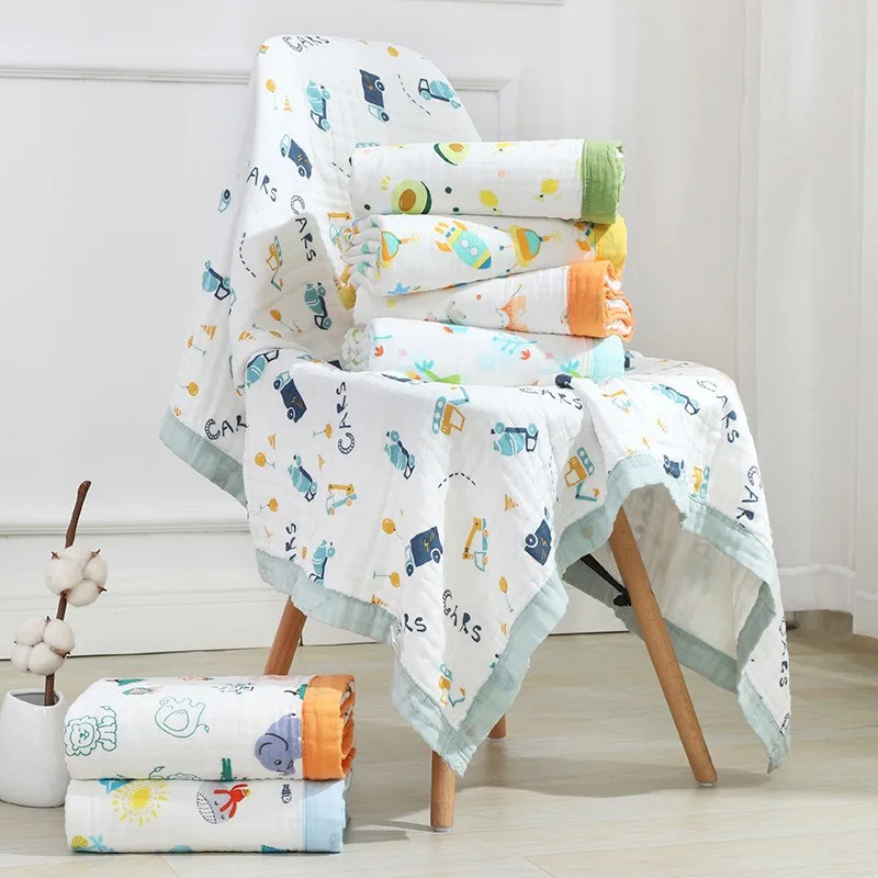 Factory sell 4 layer plain solid print cotton or bamboo muslin baby swaddle blanket